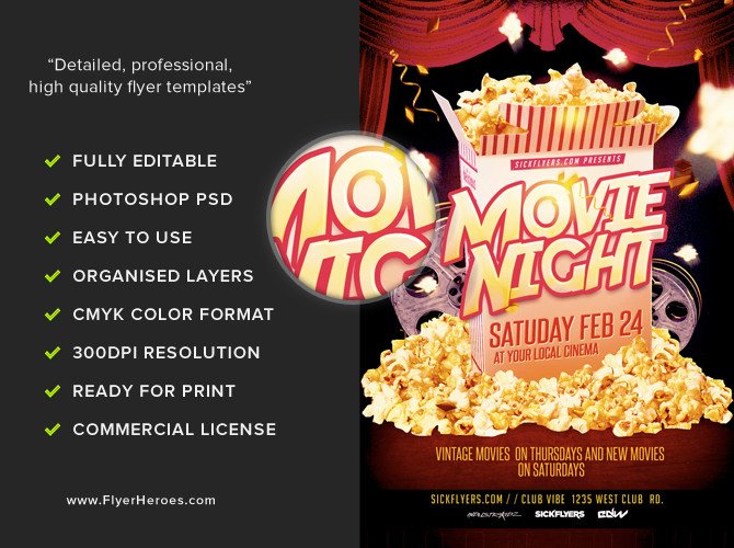 Movie Night Flyer Template FlyerHeroes