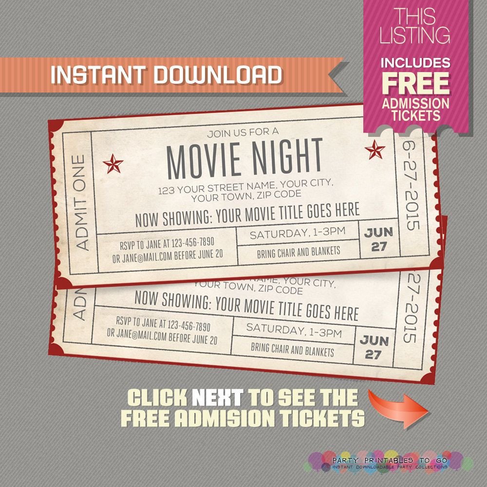 Blank Movie Ticket Invitation Template FREE DOWNLOAD Aashe