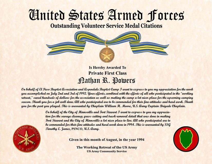 26 of Military Volunteer Service Medal Template