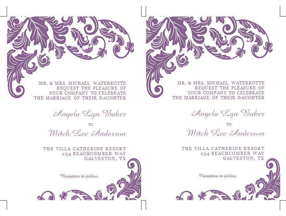 Items similar to Printable MS Word Wedding Invitation
