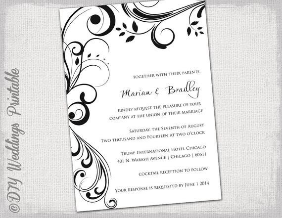 Wedding invitation templates black and white