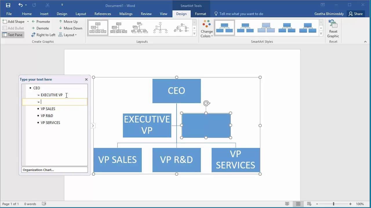 How to Create an Organization Chart in Word 2016