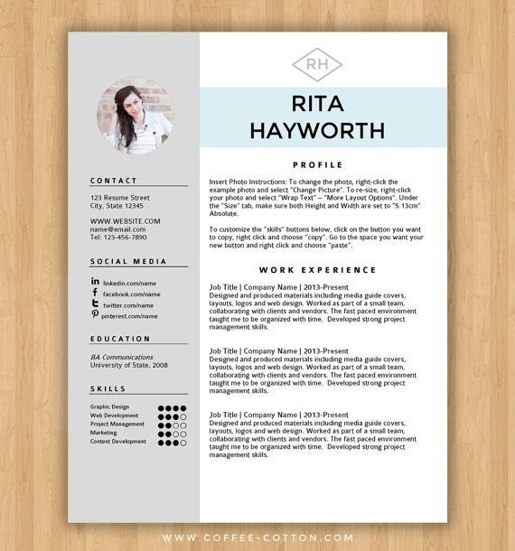 INSTANT DOWNLOAD RESUME TEMPLATE & COVER LETTER Editable