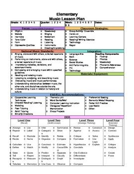 Elementary Music Lesson Plan Template by Marissa Colon