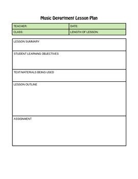 HS Music Lesson Plan Template With Standards Check f NYS