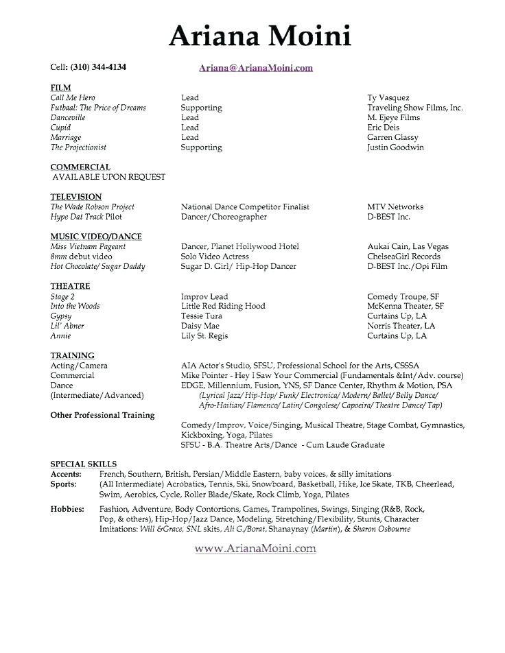 11 12 Sample Musical theatre Resume