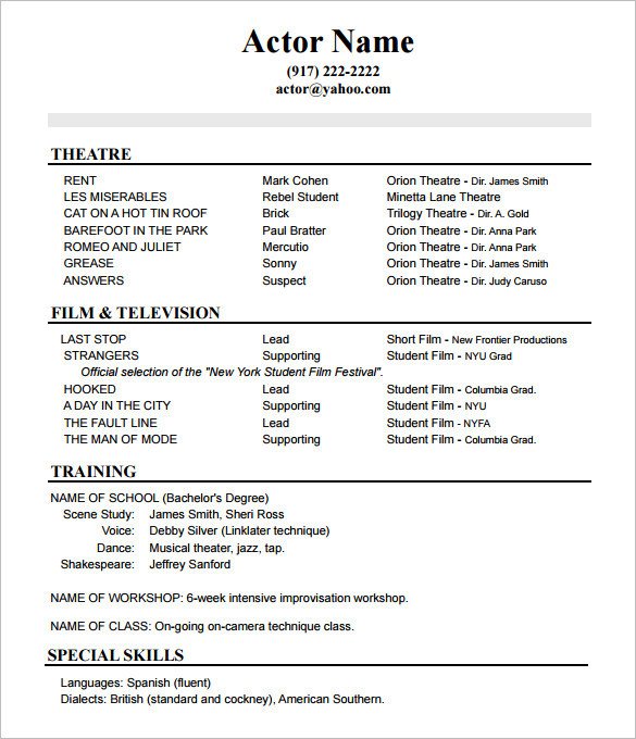 Acting Resume Advice from ASC