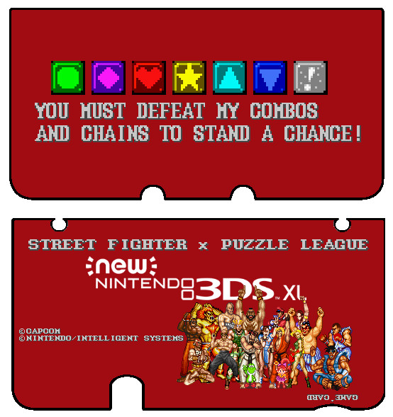 New 3DS XL SFII x Puzzle League Skin Front Back by