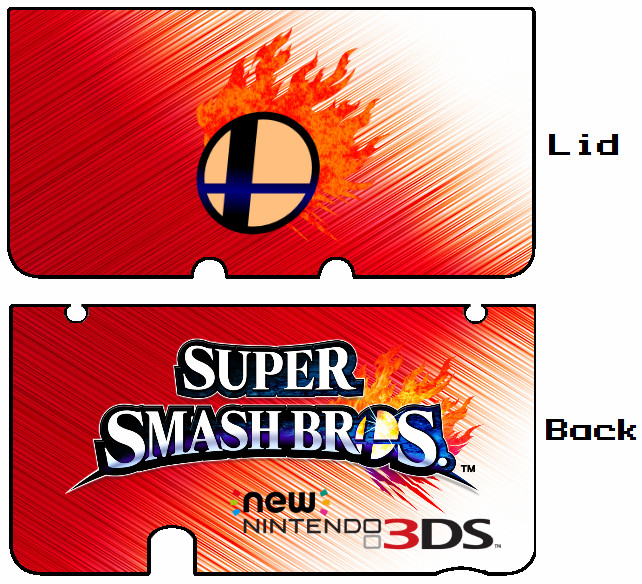 New 3DS XL Super Smash Bros Skin Lid And Back by