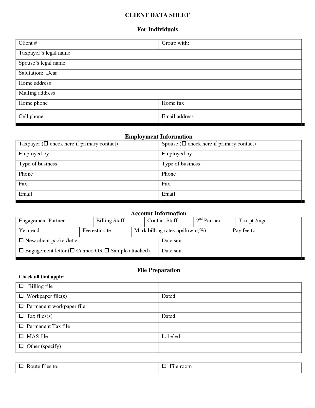 6 client information sheet template