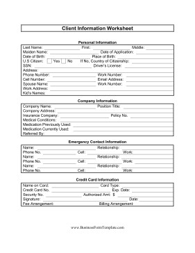 8 Client Information Sheet Templates Word Excel PDF Formats