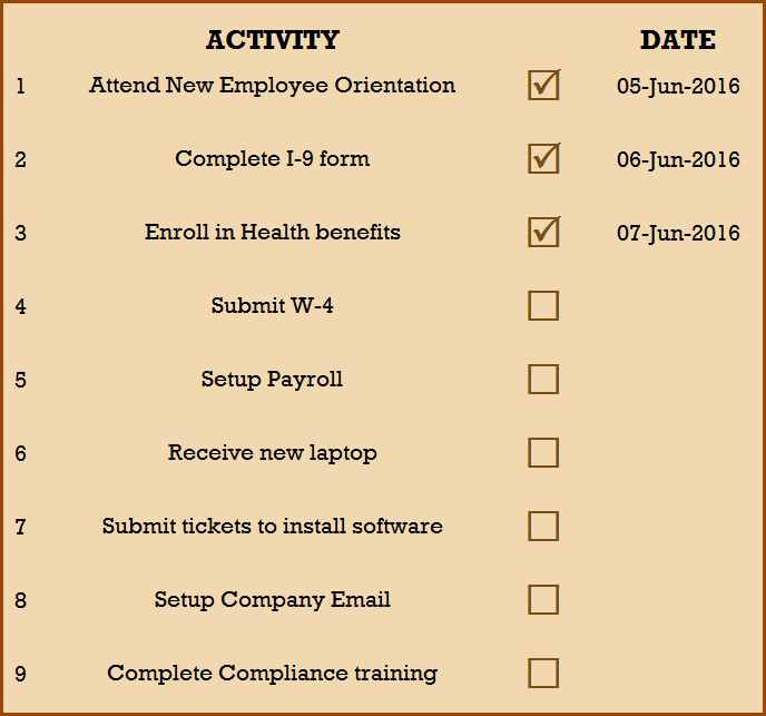 Checklist for New Hire New Employee Checklist Excel