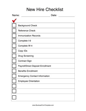 New Hire Checklist Template