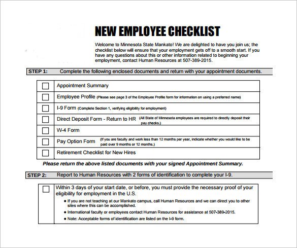 New Hire Checklist Sample 16 Documents In PDF