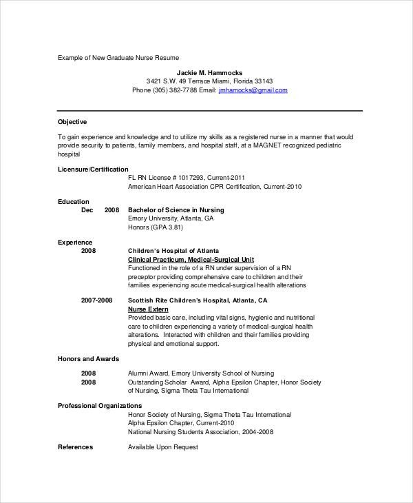 Graduate Nurse Resume In PDF 12 Nursing Resume Template