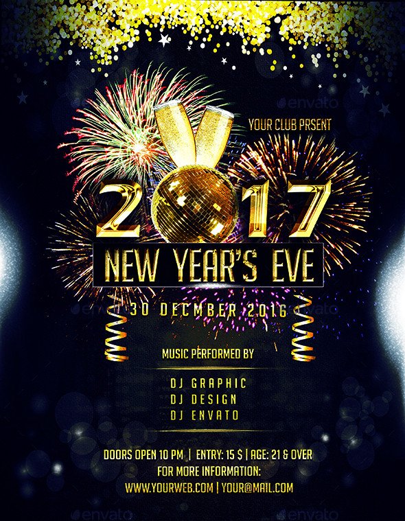 2017 New Year Eve Party Flyer by luckyinspiron