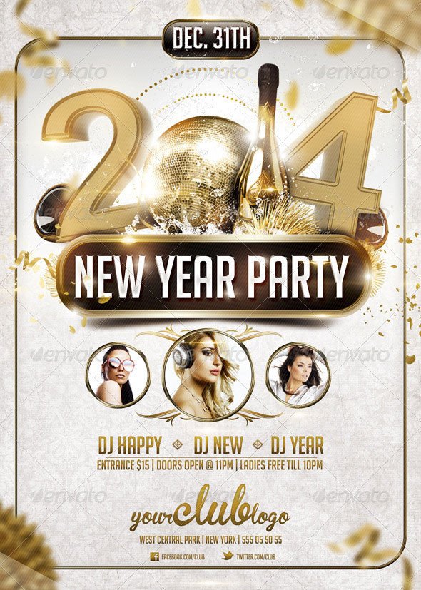 25 Christmas & New Year Party PSD Flyer Templates