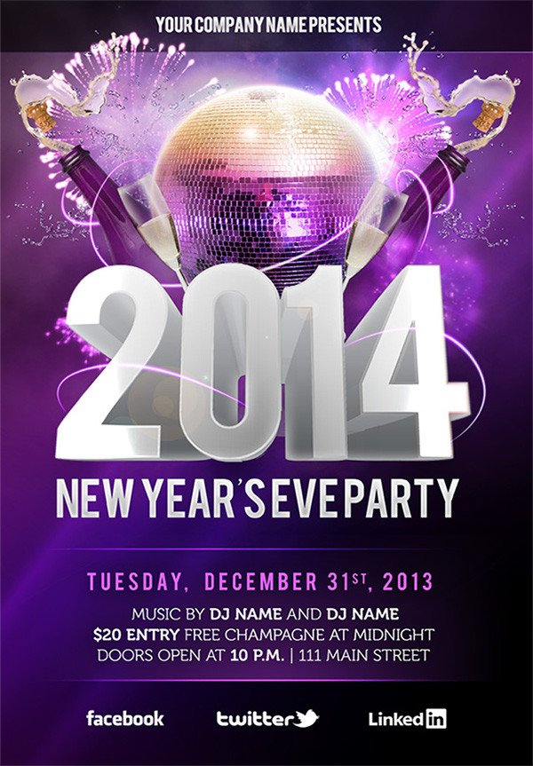Free New Year’s Eve PSD Party Flyer Template Download on