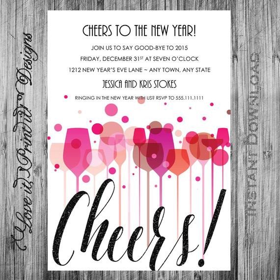 New Year s Eve Party Invitation DIY Template Cheers New