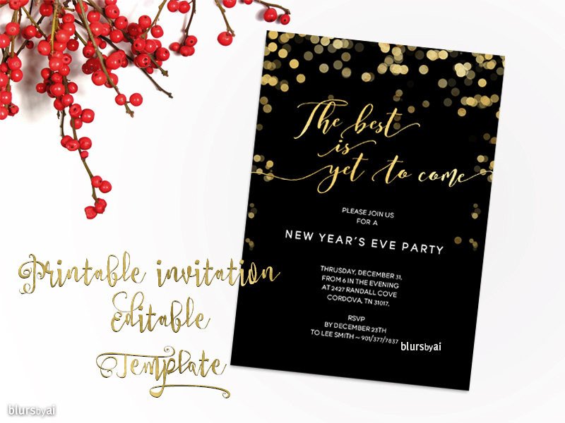 Printable new year party Invitation TEMPLATE new year s