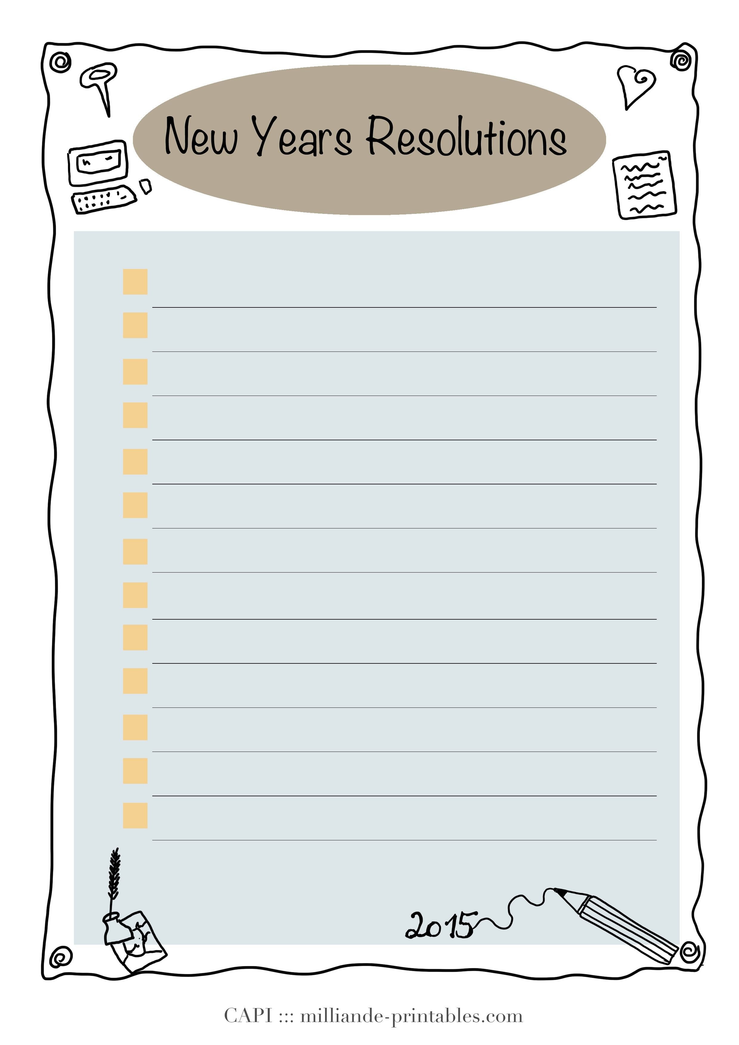 A simple Tick List New Year resolution card printable
