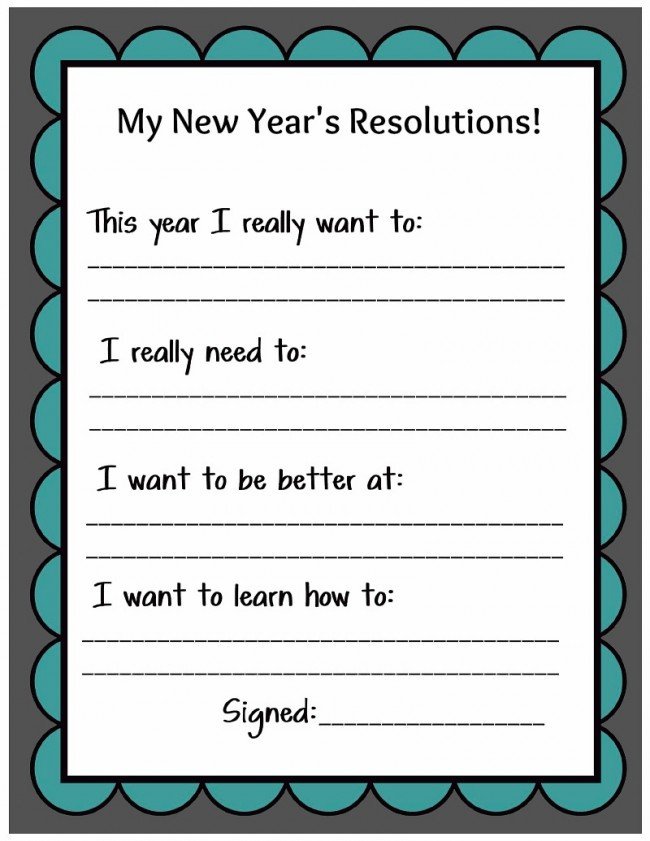 Kid Friendly New Year s Resolution Printable