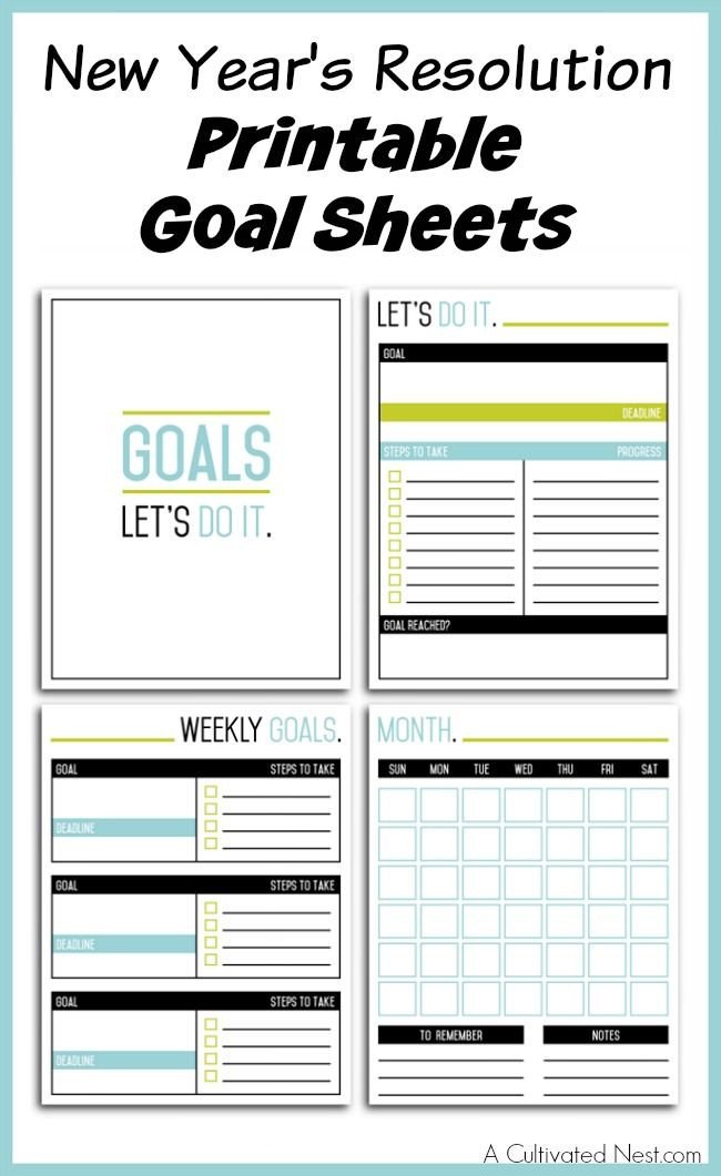 New Year s Resolution Printable Goal Sheets