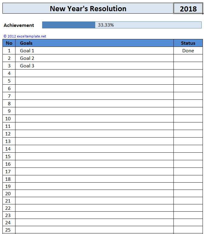 New Year s Resolution Template Free Excel Templates and