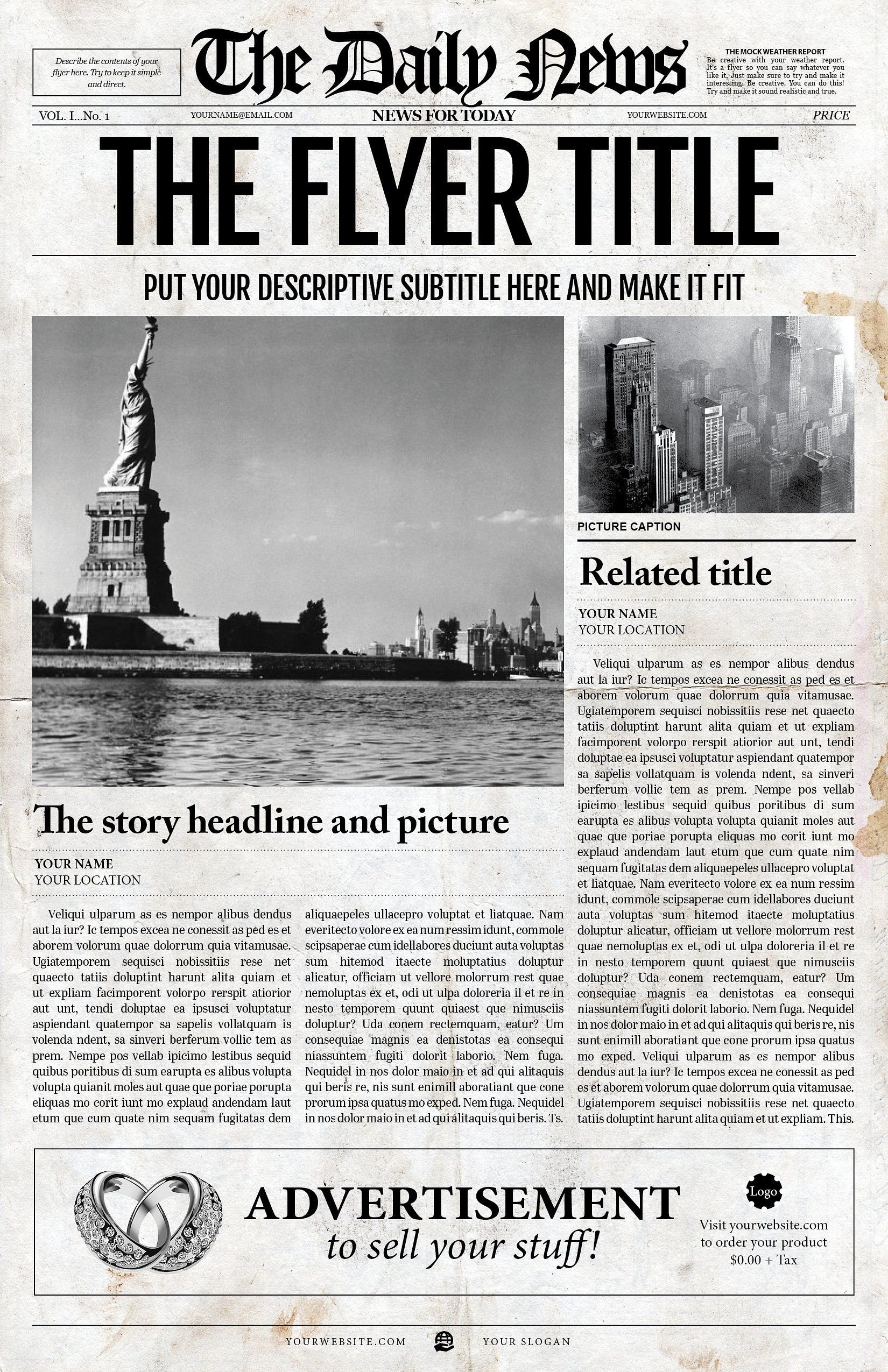 2x1 Page Newspaper Template Adobe InDesign 8 5x11 & 11x17