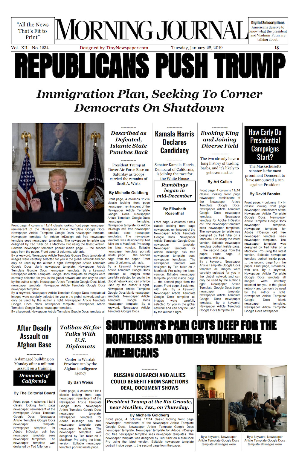 New York Times Front Page Template