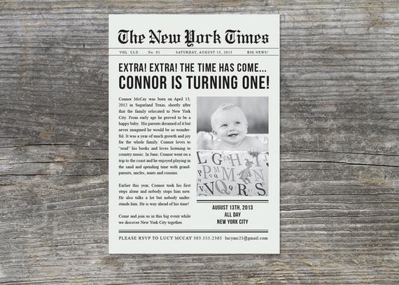 Newspaper Invitation New York Times Article NYC 35 & Thank