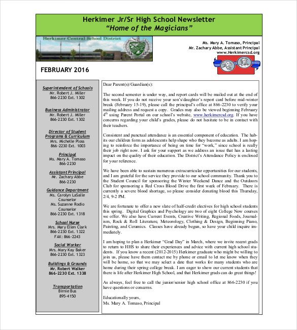 7 School Newsletter Templates Free Sample Example