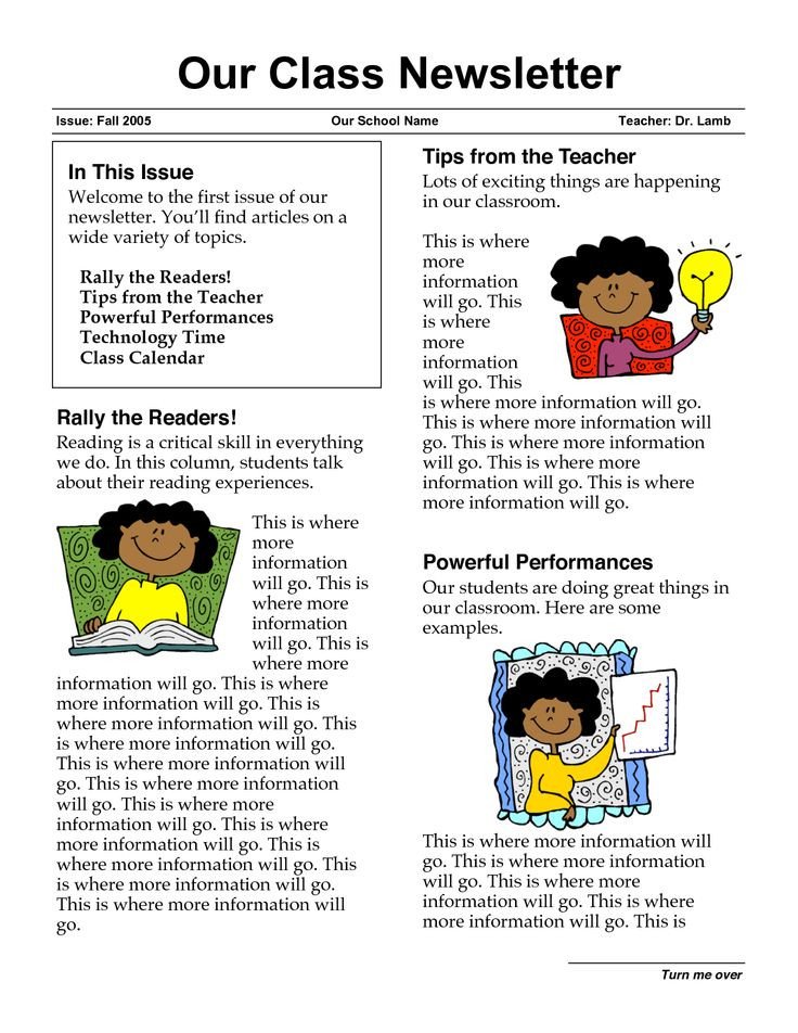 newsletter templates for teachers