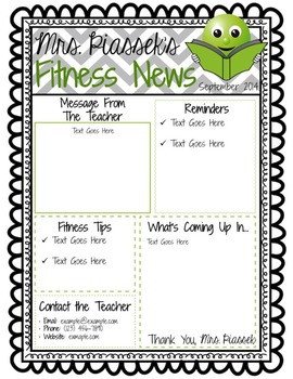 Classroom Newsletter Template EDITABLE FREEBIE by Phys Ed