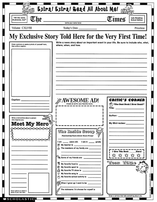 Colonial Newspaper Template For Kids