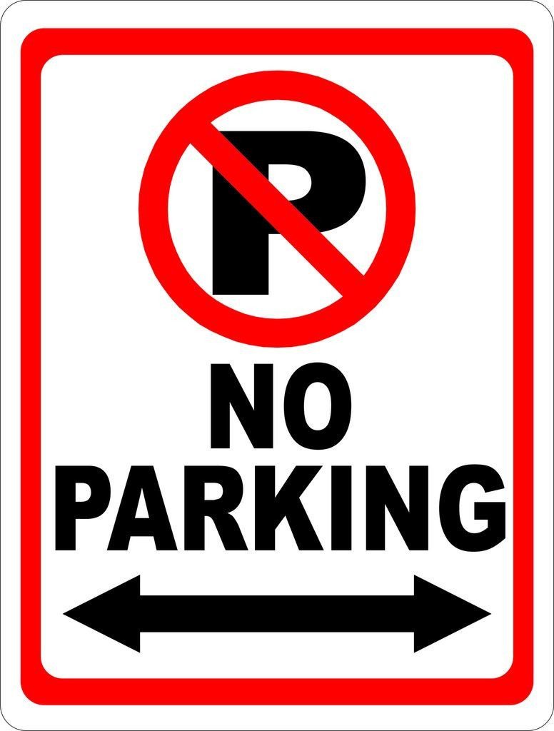 No Parking Sign with Symbol and Arrow