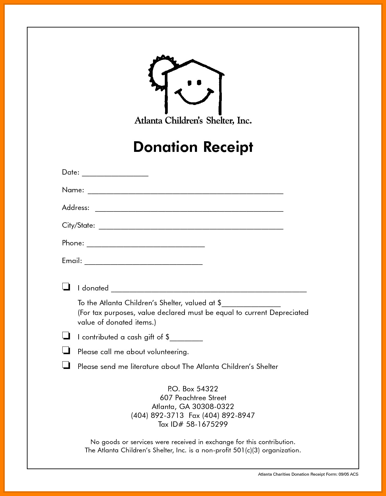 9 non profit donation receipt template