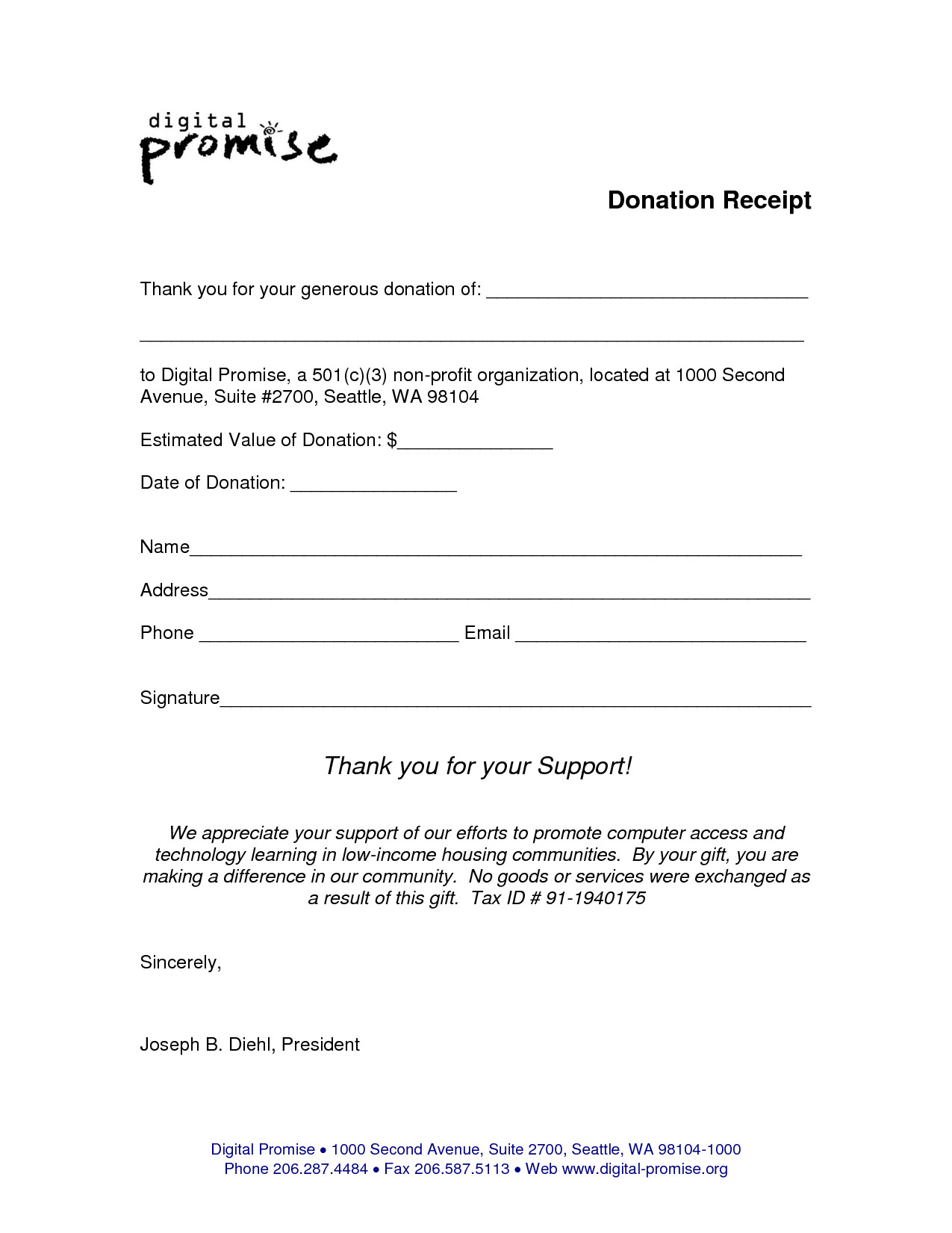 Non Profit Donation Receipt Template