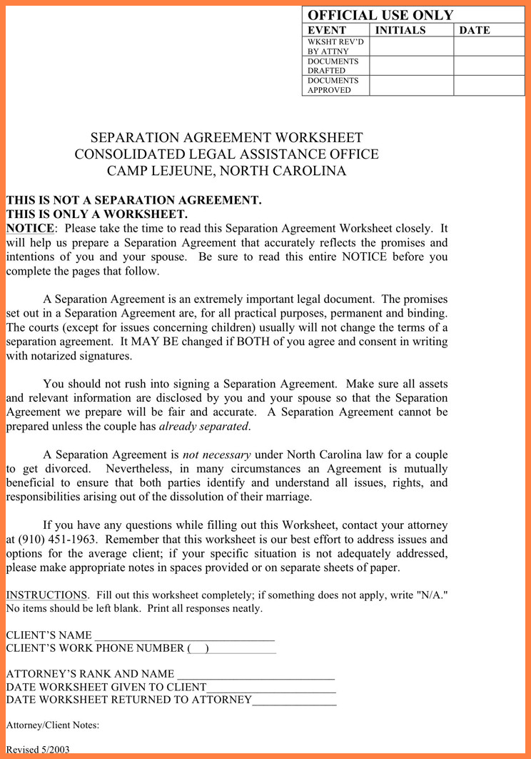 6 notarized separation agreement massachusetts