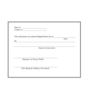Printable Notary Acknowledgement Legal Pleading Template