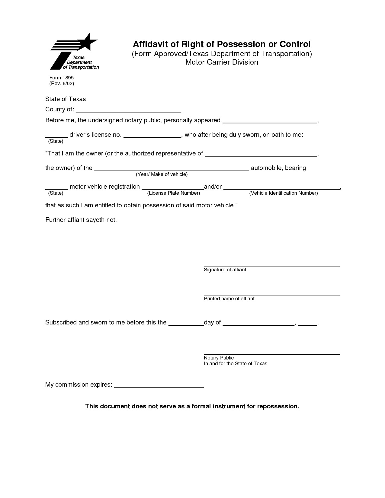 Texas Notary Letter Template