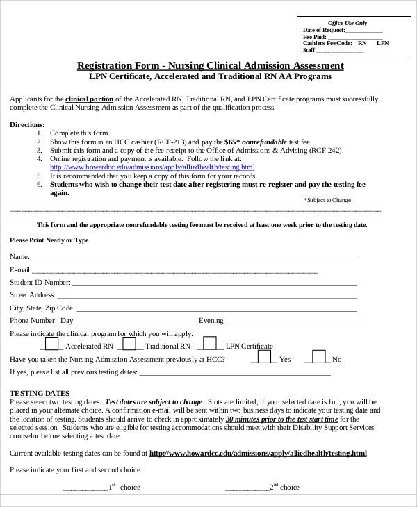 Nursing Assessment Form Sample 9 Examples in Word PDF
