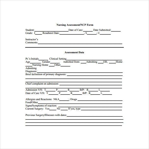 Nursing Assessment Sample 8 Documents in PDF Word PPT