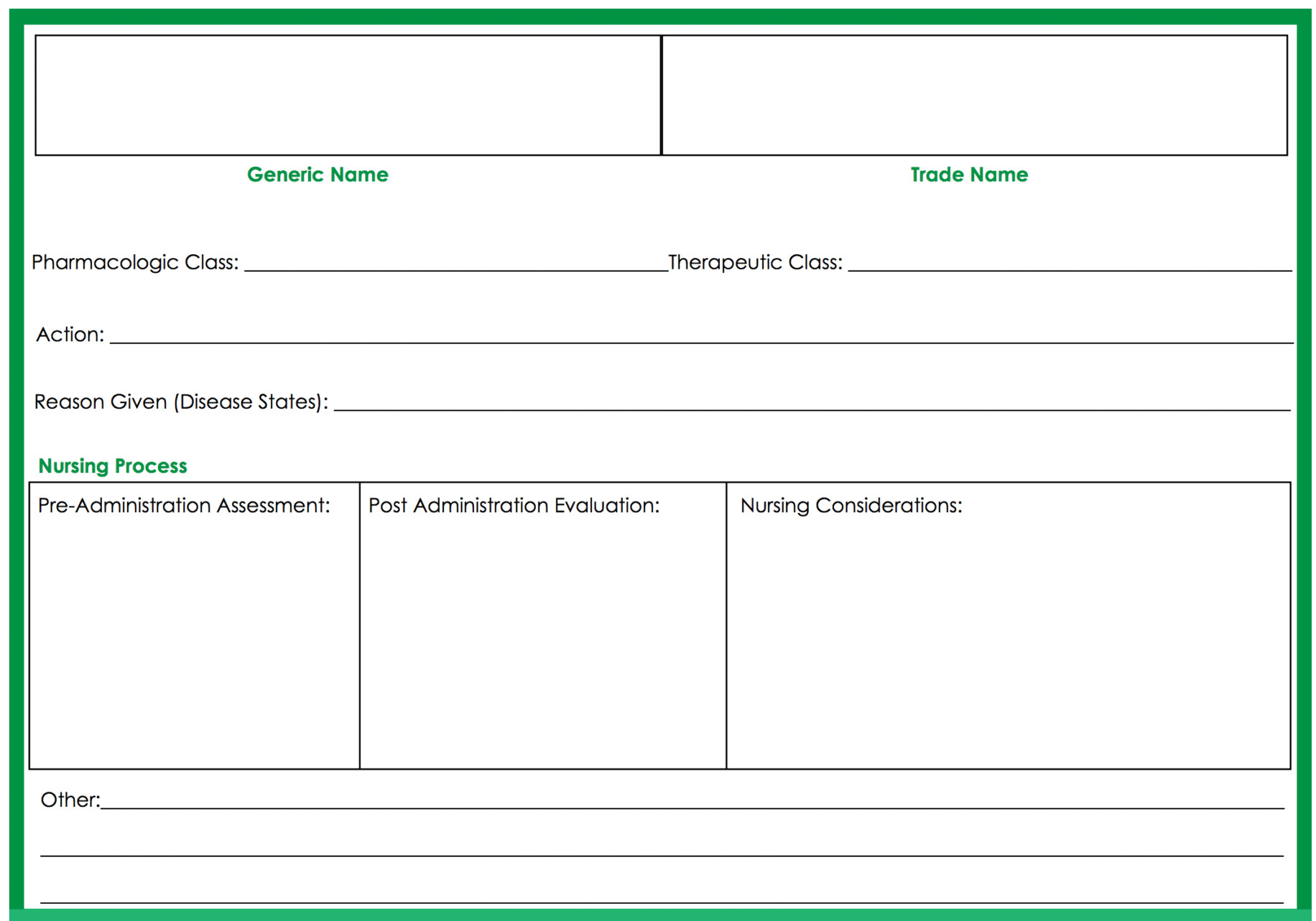 Nursing Drug Card Template Free Card Template