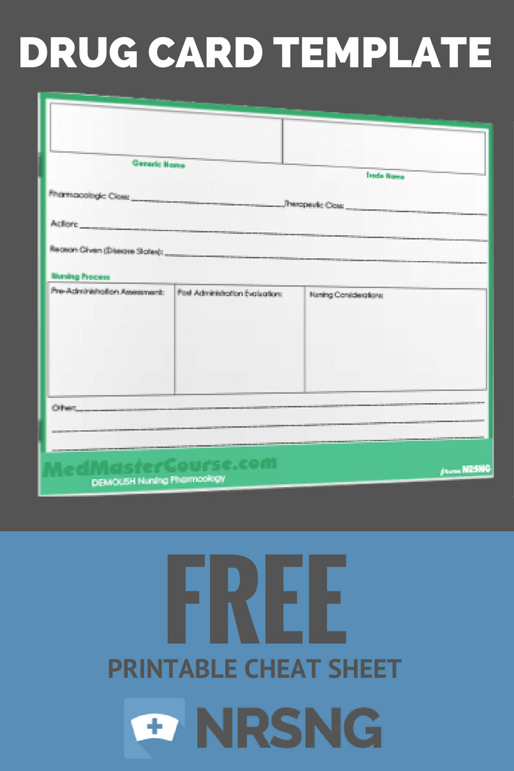 FREE Printable Cheat Sheet Drug Card Template