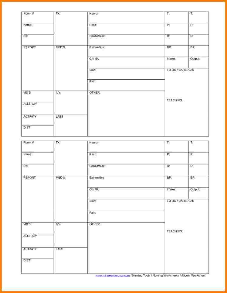 9 nurse report sheet template