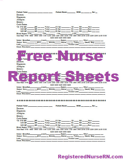Nursing Report Sheet Templates