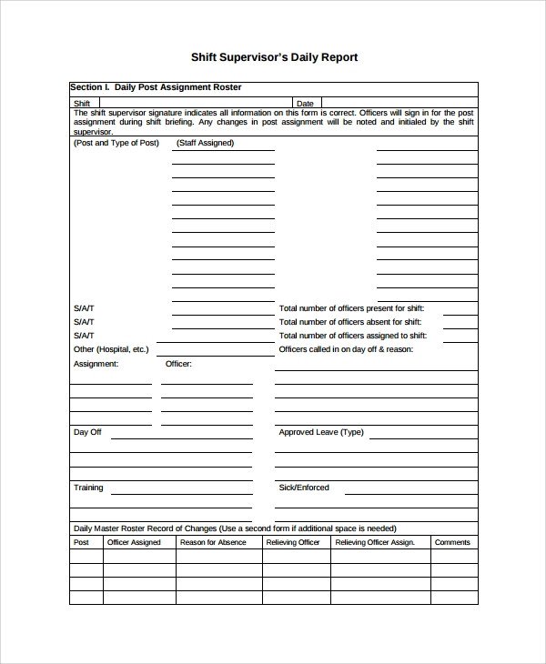 10 Shift Report Templates Word PDF Pages