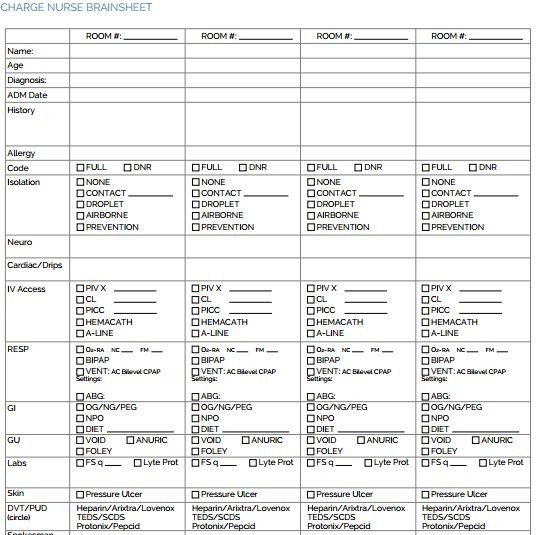 The Ultimate Nursing Brain Sheet Database 33 nurse report