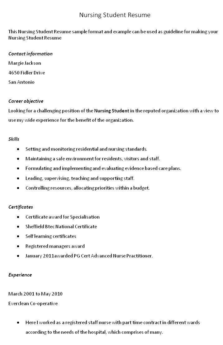 Sample resume cover letter nursing student Fast line